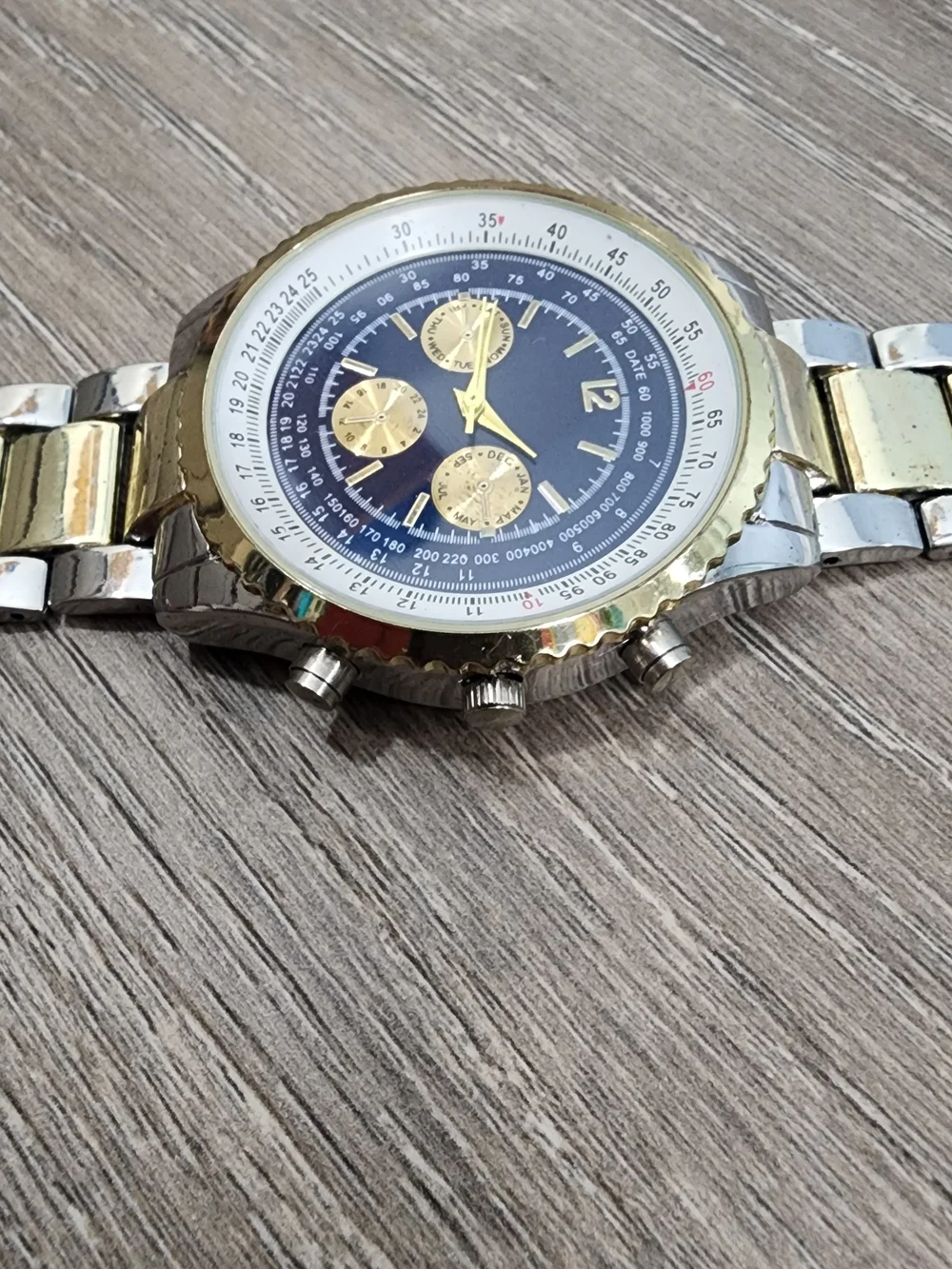Haband Blue Dial Silver-Tone Chronograph Watch